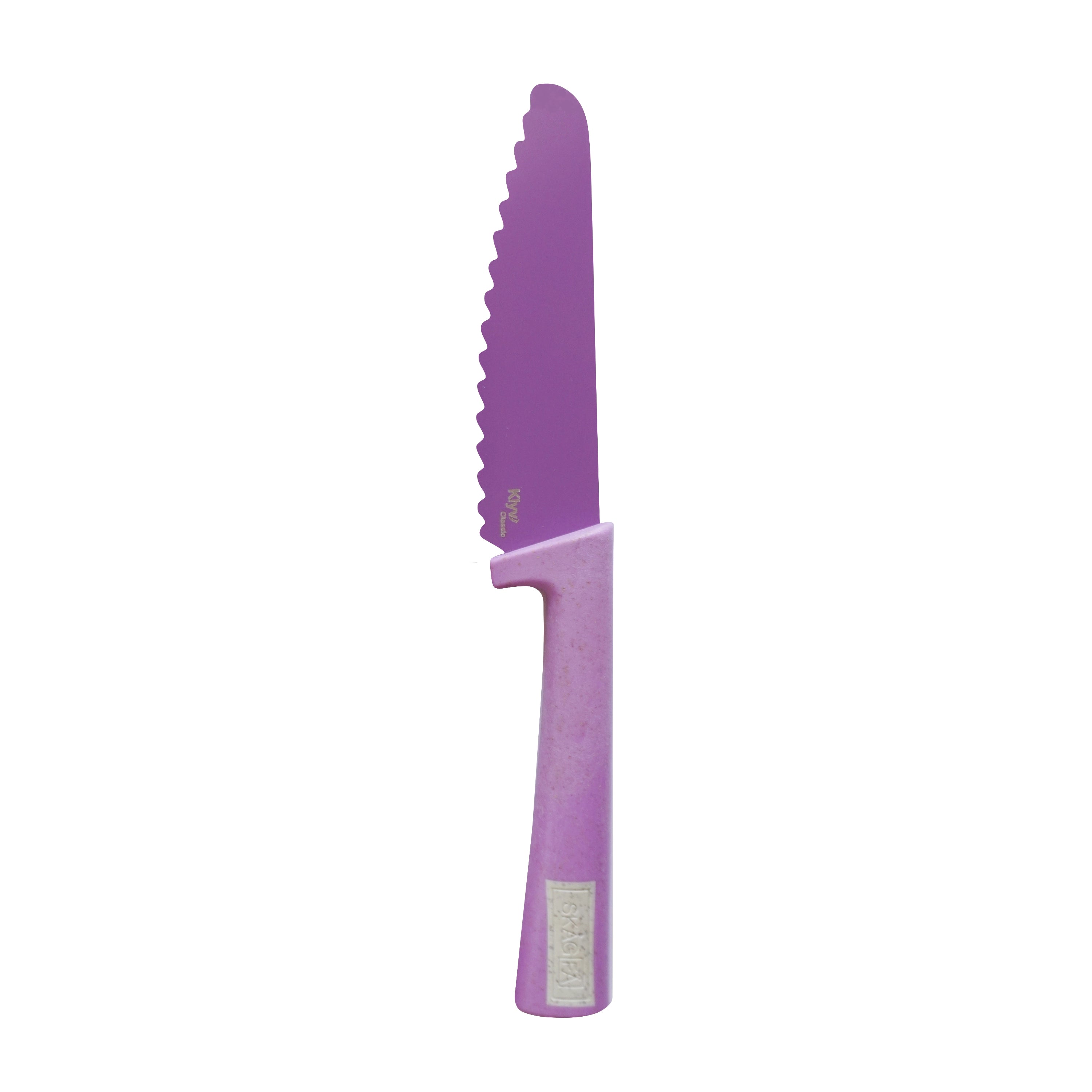 Purple children knife with eco handle on a white background